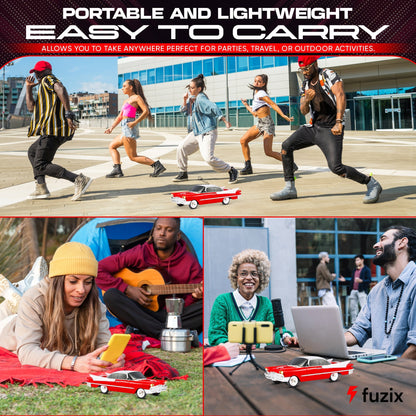 Portable Bluetooth Speaker Fuzix WS-1965 Retro Car with LED Lights, Mic, FM, AUX, USB and TF