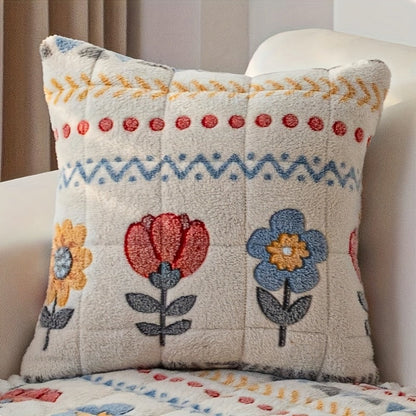 Sofa Cover Thick Milk Fleece Floral Quilted Panels with Ruffled Edge for 2, 3 or 4-Seater Sofas
