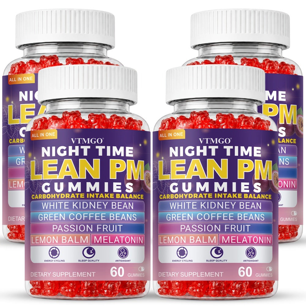 Sleep Gummies with Melatonin, Lemon Balm & Passionflower, Night Time Lean PM Formula, White Kidney Bean