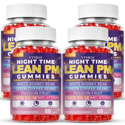 Sleep Gummies with Melatonin, Lemon Balm & Passionflower, Night Time Lean PM Formula, White Kidney Bean