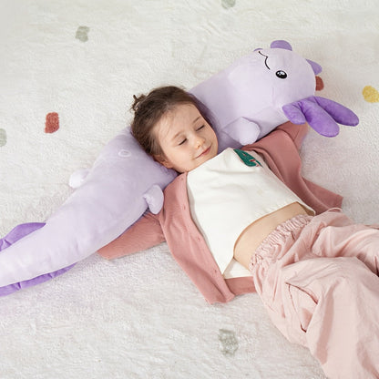 Plush Toy Axolotl Body Pillow, 48-Inch Purple Glow-in-the-Dark Stuffed Animal for Bed & Sofa Decor
