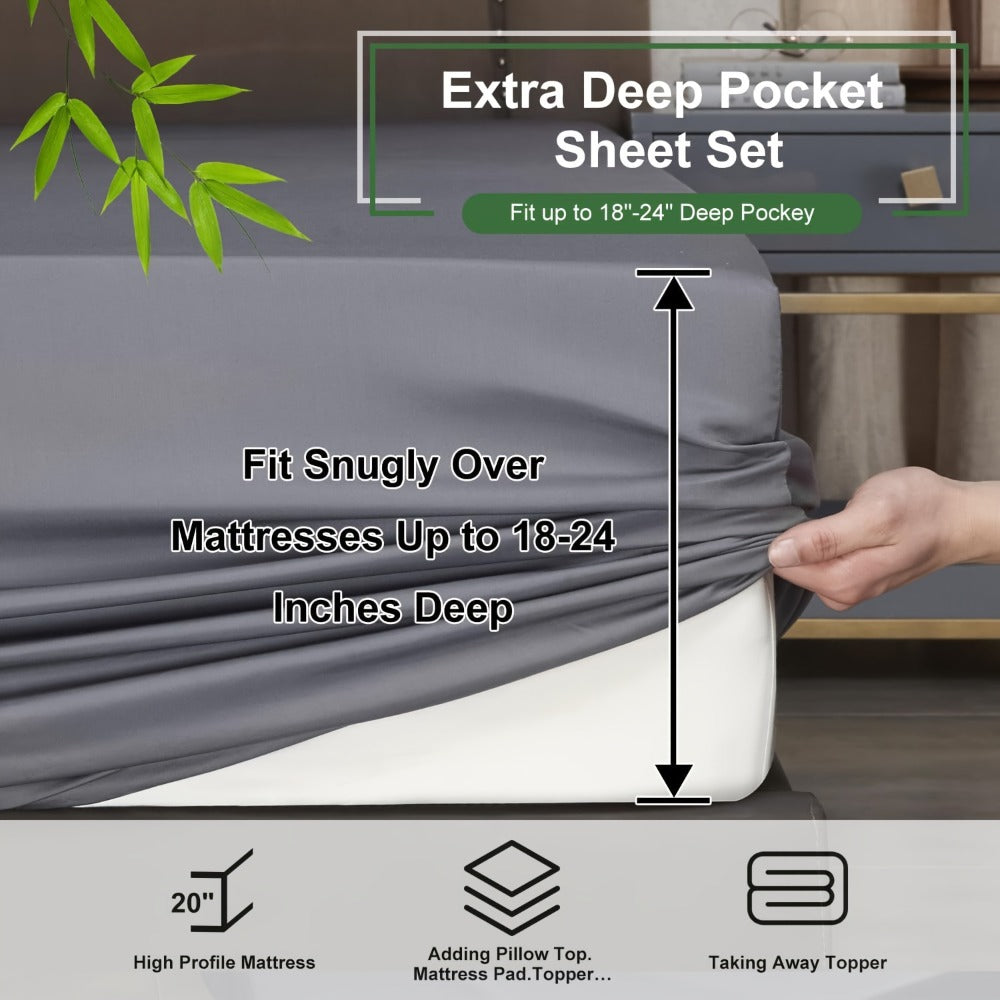 Bamboo Bed Sheets Set Twin Full Queen King for Entryways, Bedrooms and Living Spaces, with the Listed Configuration