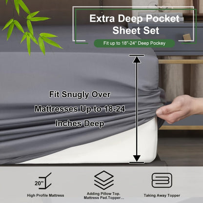 Bamboo Bed Sheets Set Twin Full Queen King for Entryways, Bedrooms and Living Spaces, with the Listed Configuration
