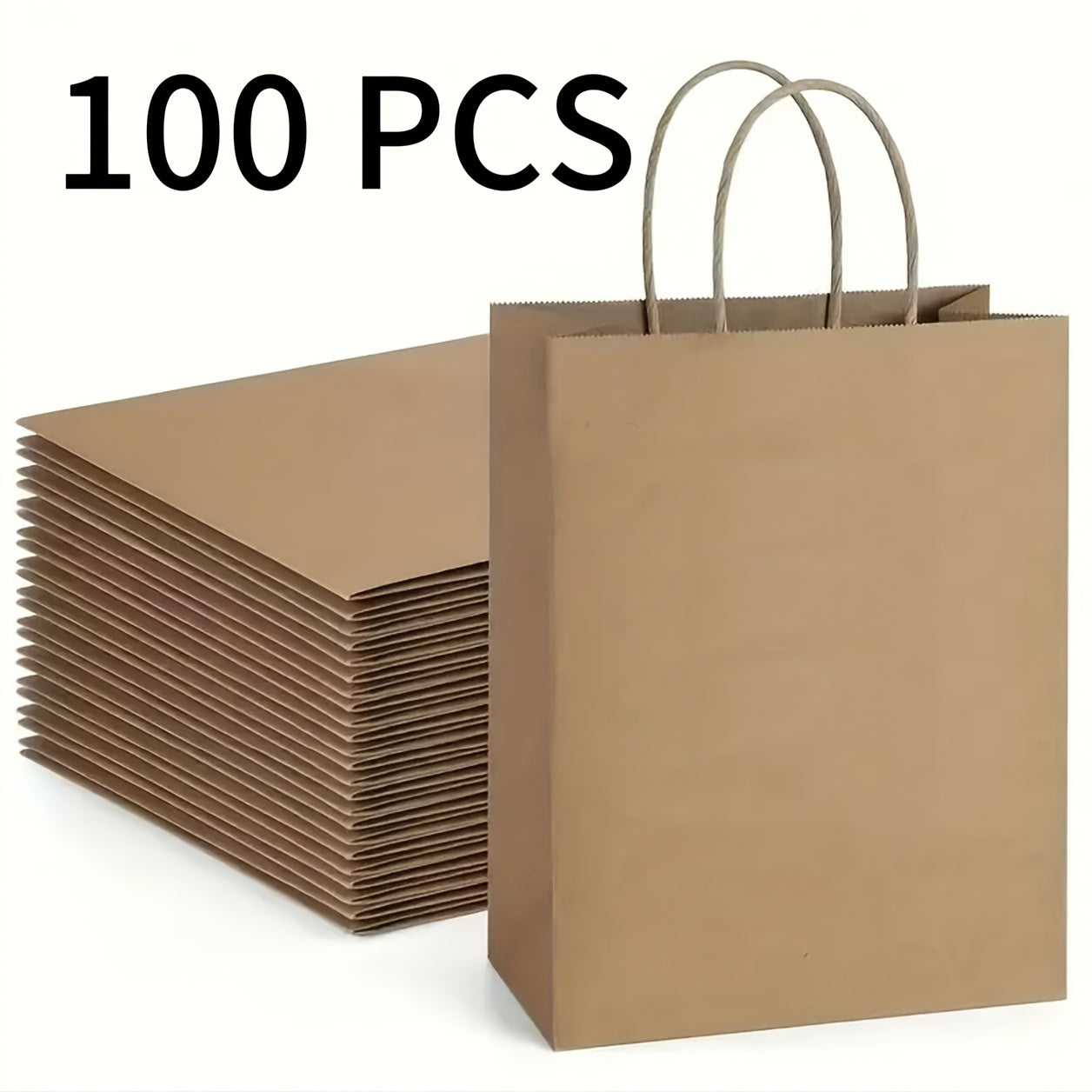 Paper Bags with Handles Bulk – Kraft Paper Gift Bags 25/75/100/300 Pcs, Black White Brown Reusable Shopping Bags for Small Business Retail