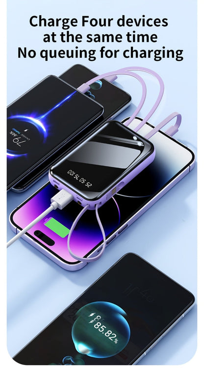 Power Bank 50000mAh 22.5W with Integrated Cable Array, Digital Display and LED Flashlight in Two Colors
