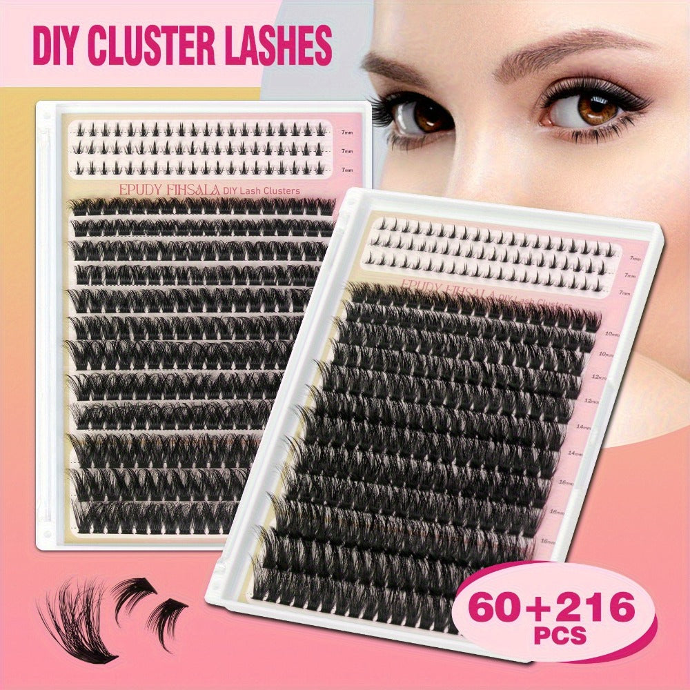 DIY Lash Clusters Gift Set 30D-100D Mixed Length Soft Fluffy Volume Cluster Lashes with Tweezers & Mascara