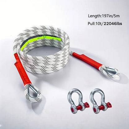 Heavy Duty Tow Rope & Hook Set 16FT – Off-Road Recovery Tow Strap with 2 Steel U-Hooks for SUV, Truck & 4x4 Vehicle Rescue