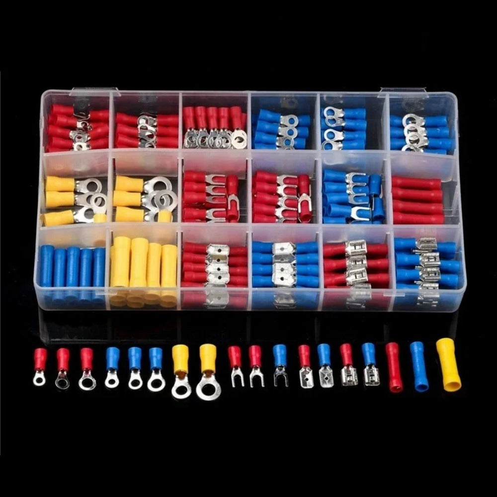 Electrical Crimp Terminals 280pcs Assorted Kit, Insulated Ring Fork Spade & Butt Wire Connectors for Automotive Marine & Home Wiring