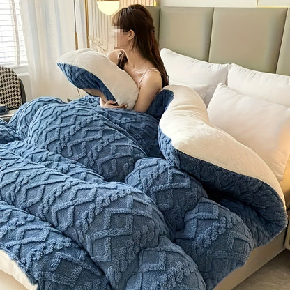 Textured Two-Face Comforter in Elegant Gray or Sapphire Blue with Twin, Full, Queen and King Sizes