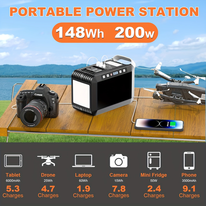 Portable Power Station 88/148/172Wh with AC Outlet 110V, Solar Generator for Camping, USB3.0 QC Fast Charge