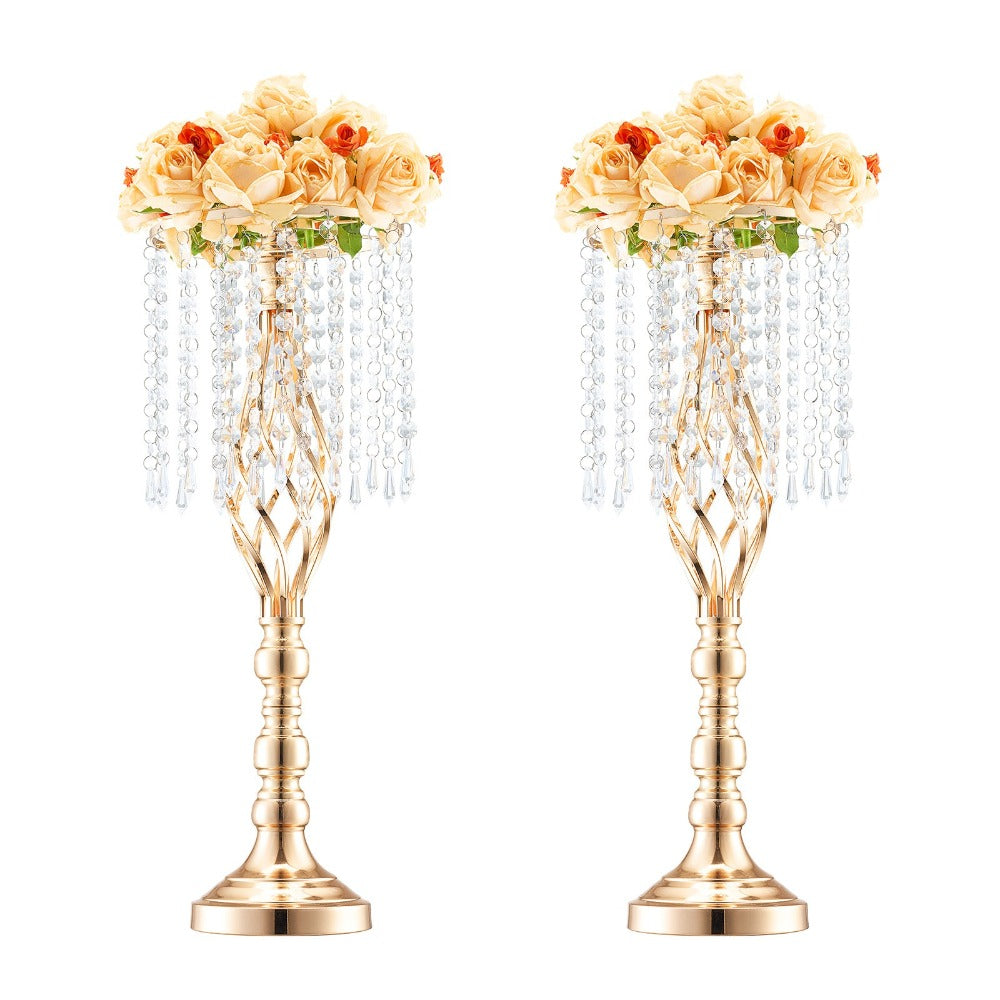 Wedding Flower Stand Vase Gold Crystal Centerpiece Tall Floral Stand for Party Table Decor for Entryways, Bedrooms and Living Spaces