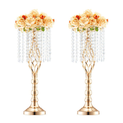 Wedding Flower Stand Vase Gold Crystal Centerpiece Tall Floral Stand for Party Table Decor for Entryways, Bedrooms and Living Spaces