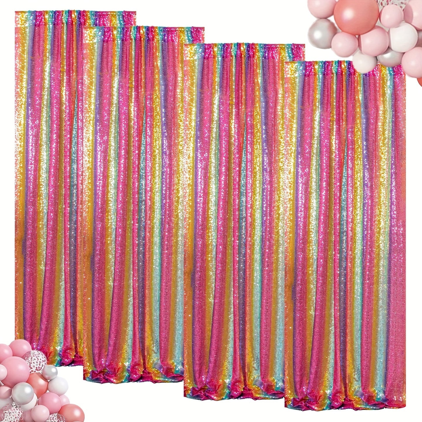 Sequin Backdrop Curtain for Party Wedding – 4x8ft Shimmering Glitter Curtain for Birthday Photo Booth Stage Decoration, Easy Hang
