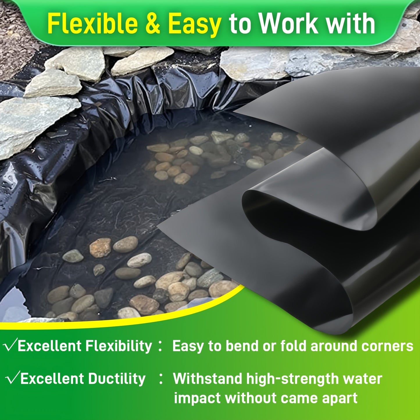 Koi Pond Liner HDPE 13x20FT – Waterproof Fish & Water Garden