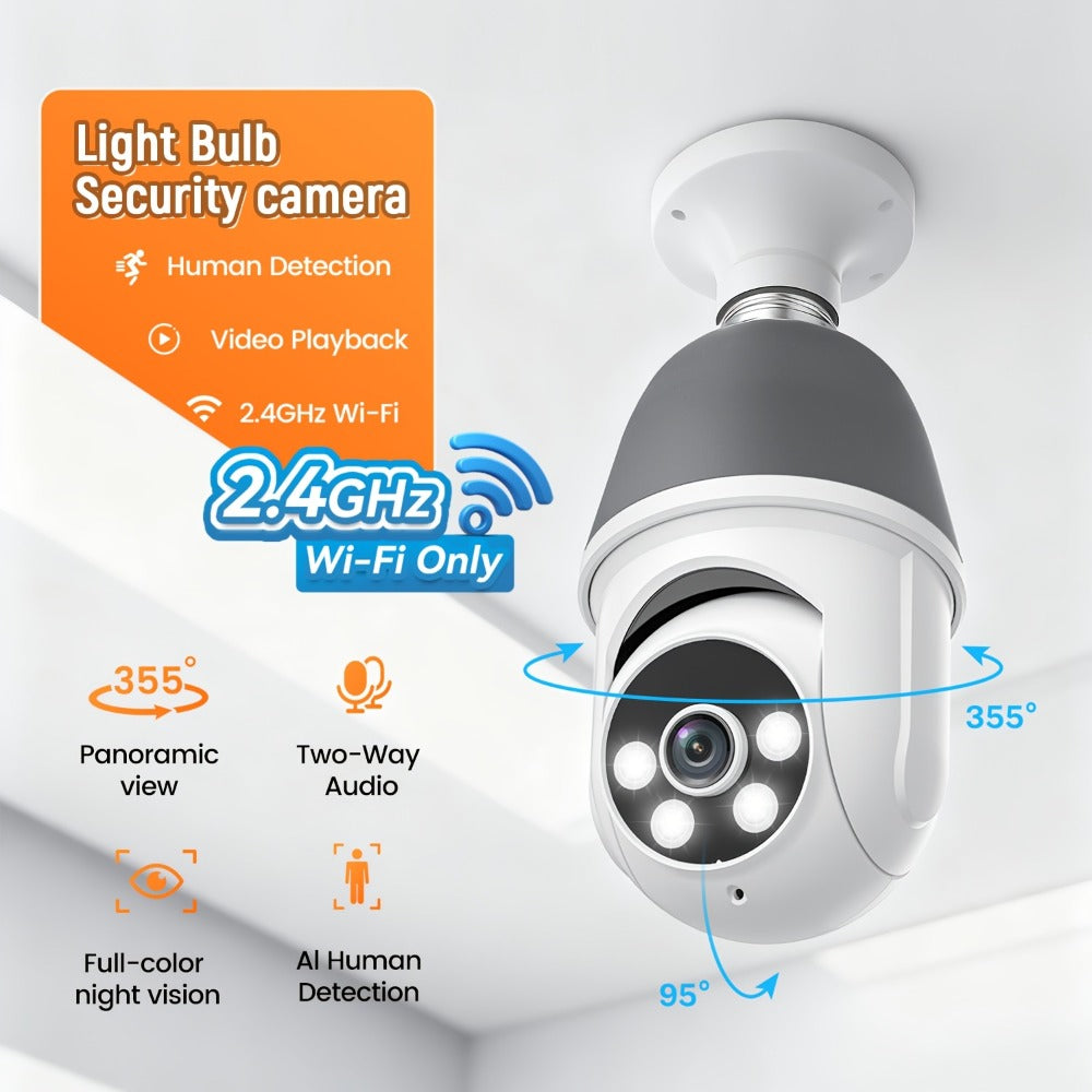 AI Auto Tracking Security Camera 360° Panoramic 1920P, Infrared Night Vision Two-Way Audio 2.4GHz USB Charging