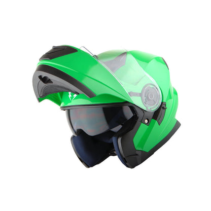 Motorcycle Helmet Modular Flip-Up Design with Dual Visors, Optional Three-Mode LED Tail Light and S-XL Sizes