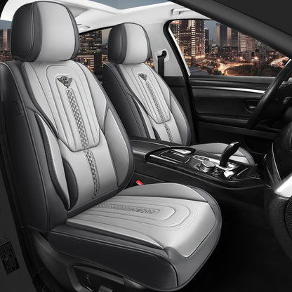 Contoured Front Car Seat Cushion Covers with Headrest Pads in Four Two-Tone Color Option Sets