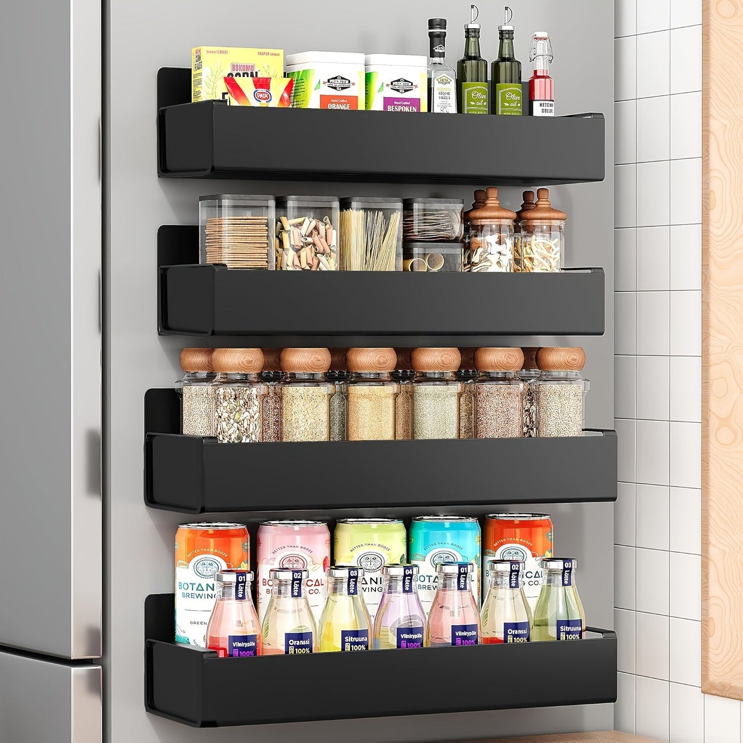 Magnetic Refrigerator Storage Rack 2/4pcs Fridge Side Organizer, Multi-Purpose Magnetic Storage Box for Kitchen Bathroom