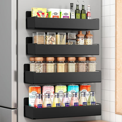 Magnetic Refrigerator Storage Rack 2/4pcs Fridge Side Organizer, Multi-Purpose Magnetic Storage Box for Kitchen Bathroom