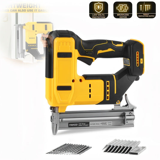 Cordless Brad Nailer and Stapler 2-in-1 Compatible with DEWALT 20V MAX Battery, Brushless Motor, Safety Lock