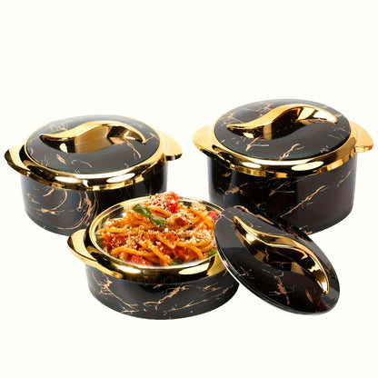 Insulated Casserole Dish Set 3-Piece Thermal Food Warmer with Lids, Stainless Steel Serving Bowls for Hot & Cold Food