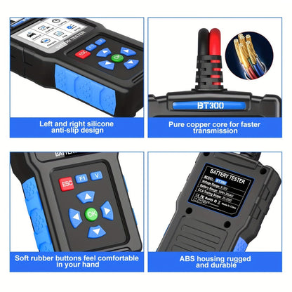 Car Battery Tester 12V 24V 20-2000 CCA Automotive Battery Load Tester and Alternator Tester for AGM GEL Lead-Acid Batteries Multi-Language