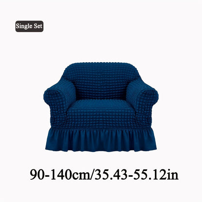 Seersucker Sofa Slipcover Elastic Band Closure Pet-Friendly All-Purpose Sofa Cover for Living Room Home Decor Protection