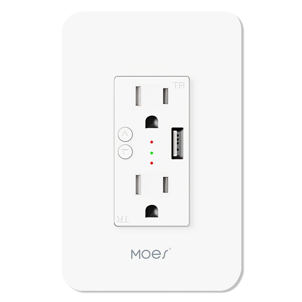 Smart WiFi Wall Outlet with 2 AC Outlets & USB Charging Port, Works with Alexa & Google Home, App Remote Control