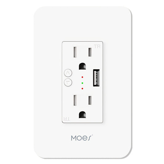 Smart WiFi Wall Outlet with 2 AC Outlets & USB Charging Port, Works with Alexa & Google Home, App Remote Control
