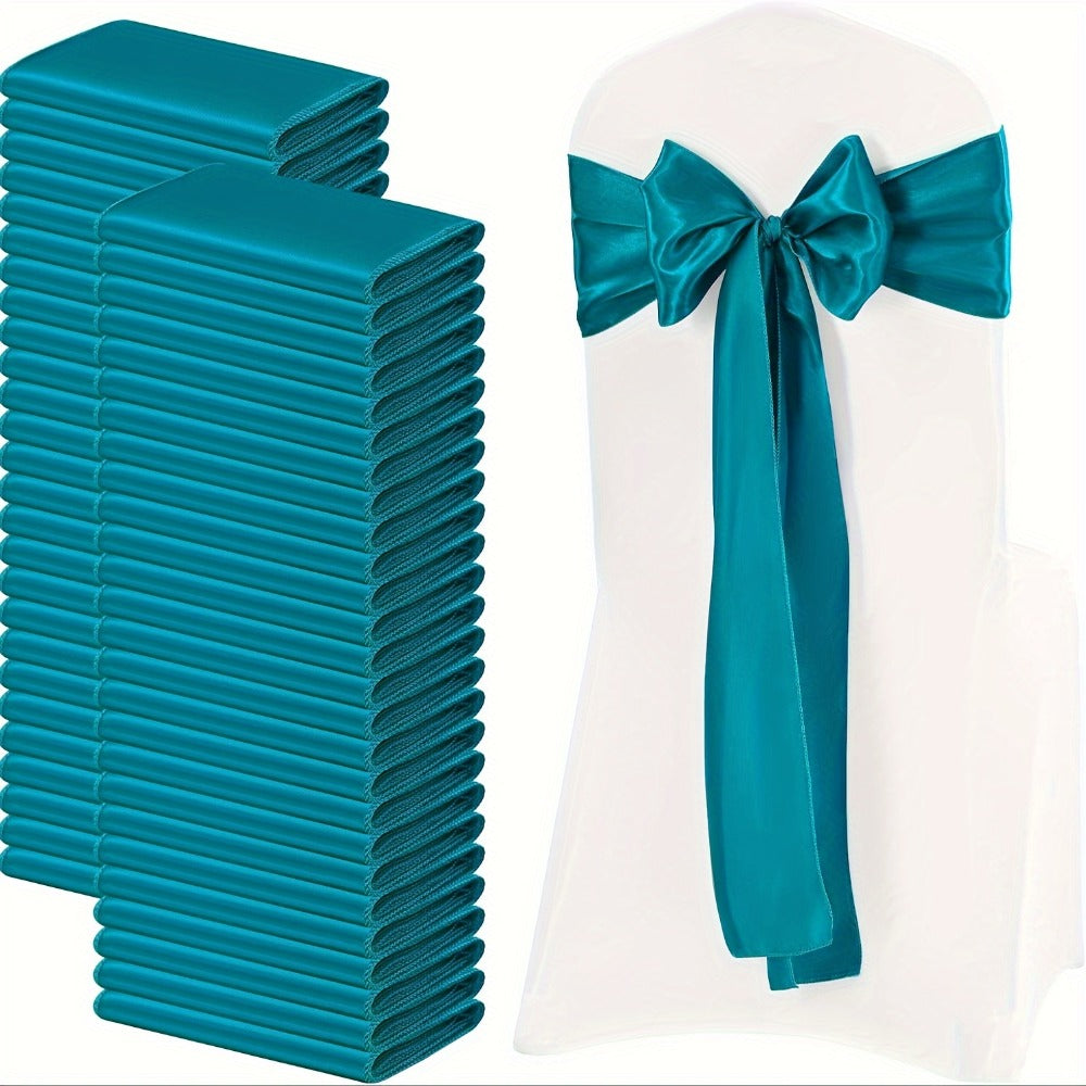 100pcs Satin Chair Sashes Bows for Wedding Banquet Party Event Decoration, 13 Colors, 18×275cm