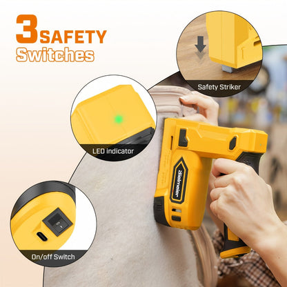 Cordless Stapler Brad Nailer 2-in-1 4V / 20V No Compressor, with Battery, Charger & 1600pcs Nails & Staples