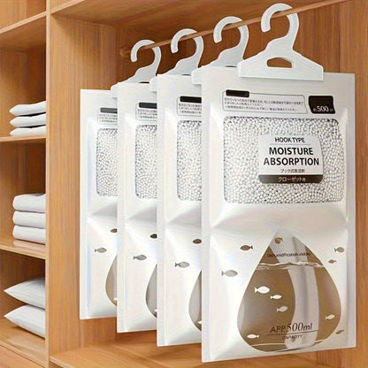 Hanging Moisture Absorber Bags 10-Pack, Dehumidifier Bags for Closet Wardrobe Bedroom Bathroom