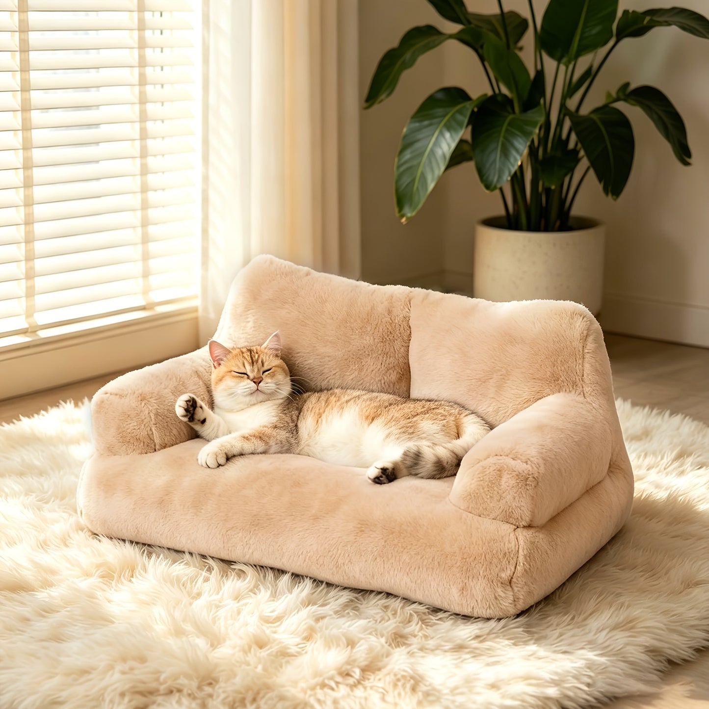 Plush Cat Sofa Bed – Four Seasons Comfort Washable Pet Couch for Cats & Small Dogs | M, L, 2XL, 3XL