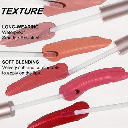 Liquid Matte Lipstick Set 6 Pcs Nude Shades Waterproof High Pigment Velvet Smudge Proof Lip, for Makeup, Travel and Everyday Vanity Use