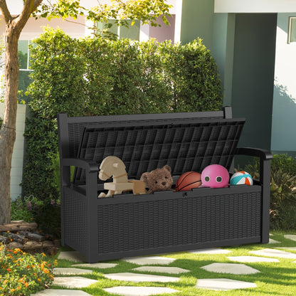 Deck Box | Outdoor Storage Bench Patio Rattan Pool Tools 400 LB Seat