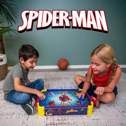 Spider-Man Tabletop Air Hockey Table Officially Licensed Marvel, Wood Electric Air Hockey Game for Kids Ages 5+
