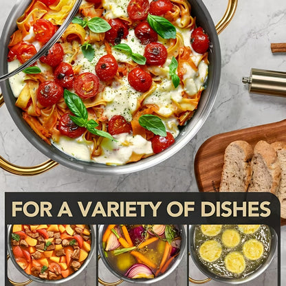 Stainless Steel Non-Stick Cookware Set 1 11 & 13 Piece, Dishwasher & Kitchen Cooking Set, Frying Boiling Stir-Fry Pots and Pans