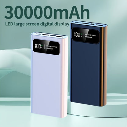 Power Bank 30000mAh 22.5W with Two-Way Charging, Dual USB, USB-C and Digital Display in White