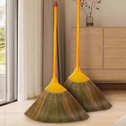 Natural Miscanthus Broom Handmade Thai Style Extra Long Heavy Duty Home Cleaning Broom Asian Grass Soft Bristle Cultural Decor