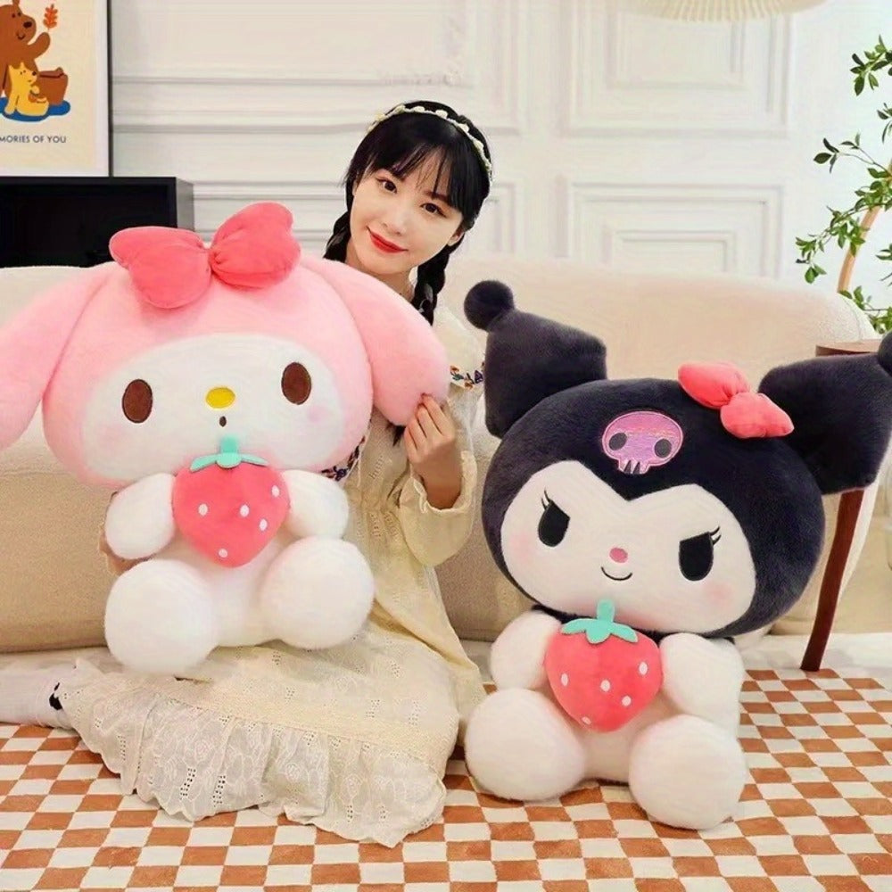 Plush Toy Strawberry-Holding Character Doll in 9.84-Inch Sitting Style with Two product details