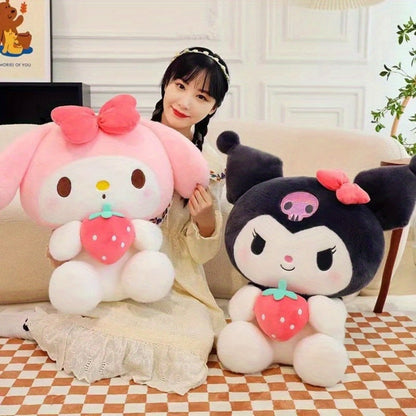 Plush Toy Strawberry-Holding Character Doll in 9.84-Inch Sitting Style with Two product details