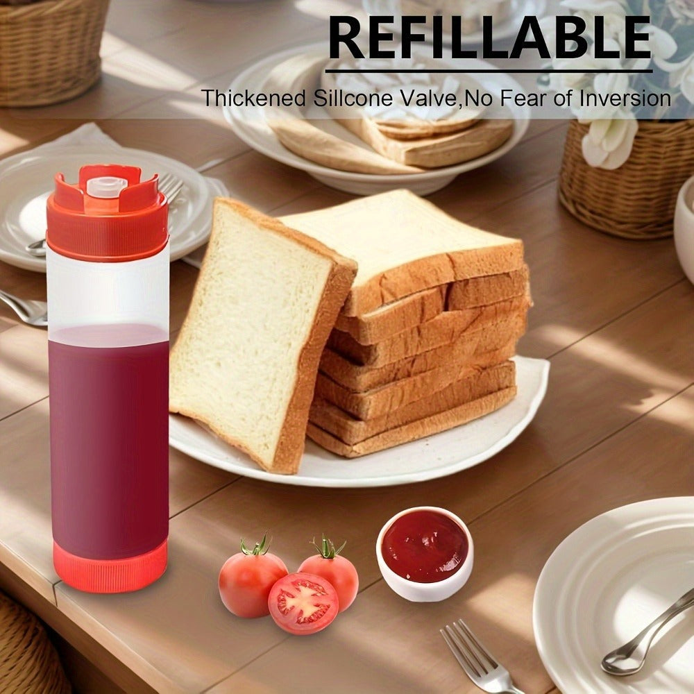 Squeeze Bottles Set of 3 Leak-Resistant Wide Opening Sauce Dispenser Transparent for Home Cooking, Dining and Outdoor Meals