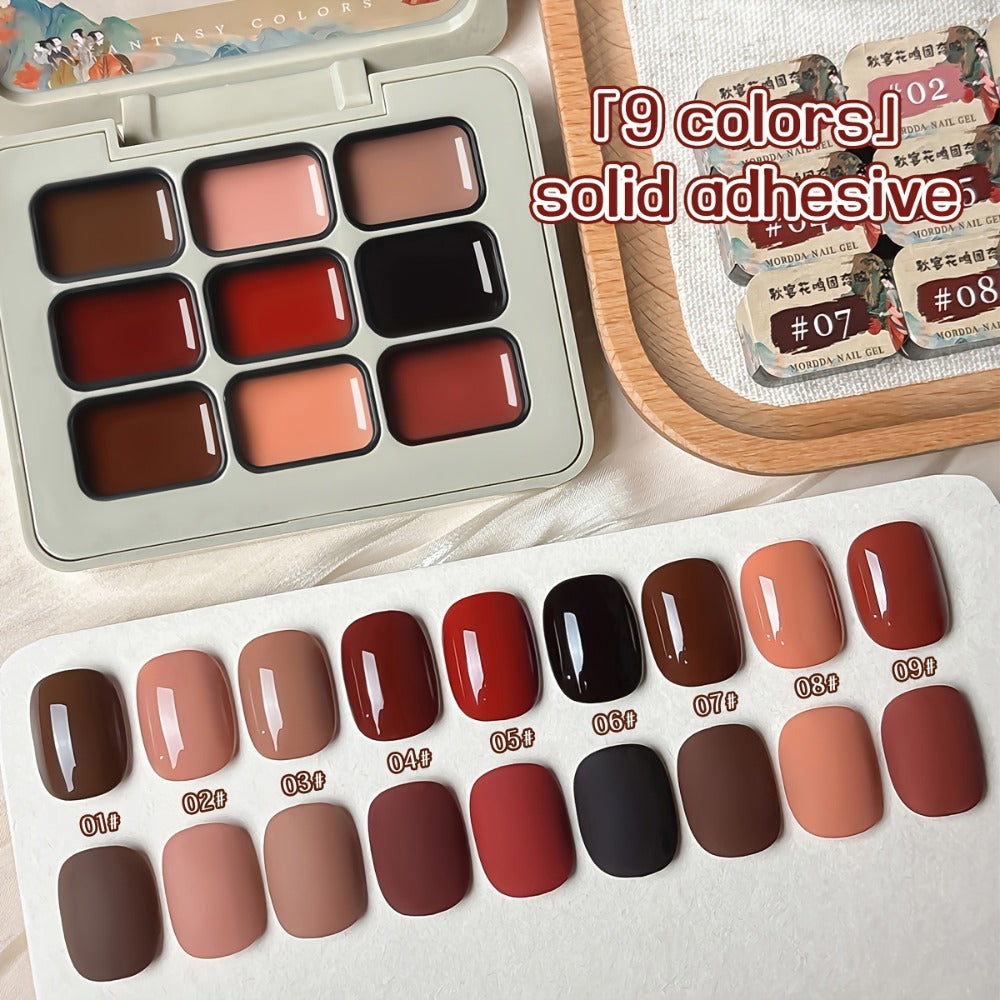 Gel Nail Polish MORDDA 9-Color Autumn Harvest Set with Solid Shades and Included LED Curing Pen for Nail Art