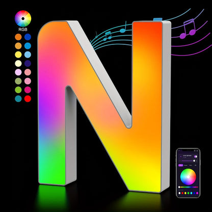 LED Letter Lights Music Sync – Colorful Flashing Marquee Alphabet Lights for Room Decor, Party, Bedroom, Festival & Camping