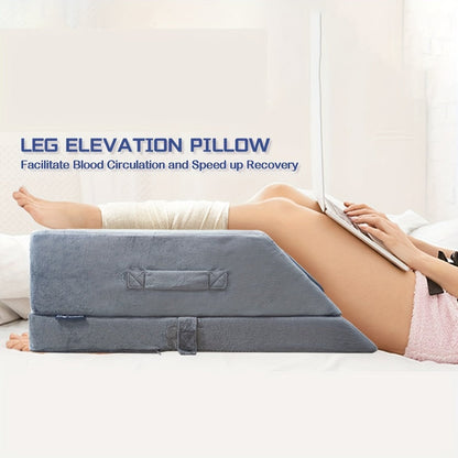 Leg Elevation Pillow Memory Foam Wedge Knee Ankle Support Foot Rest Pillow with Handles Blood for Entryways, Bedrooms and Living Spaces