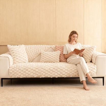 Sofa Cover 35.5-Inch Fuzzy Polyester Single-Piece Pad with Silicone-Dot Backing for 2 to 4 Seats