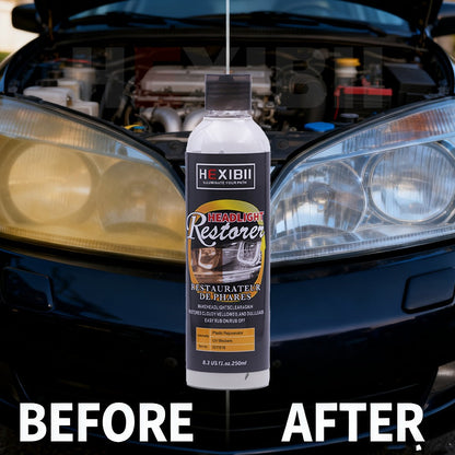 Car Headlight Restoration Fluid 8.5oz – Removes Yellowing, Oxidation & Haze | Crystal Coating Refurbishment Agent for Plastic Headlamp