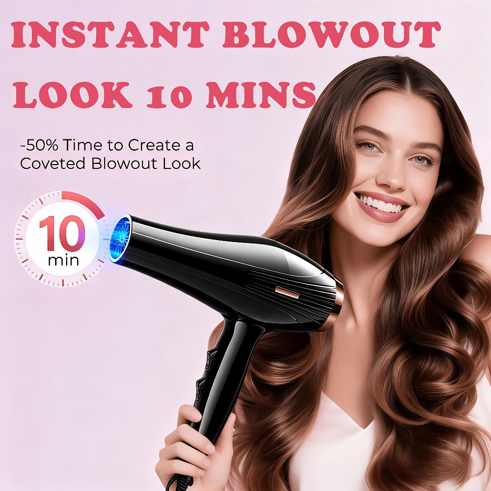 Handheld Hair Dryer with Six Color and Accessory-Package Selections, Rear Intake and Inline Plug Control