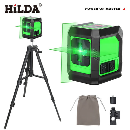 Green-and-Black Cross-Line Laser Level in Two Kits with Optional Black Tripod Checkout Pictured