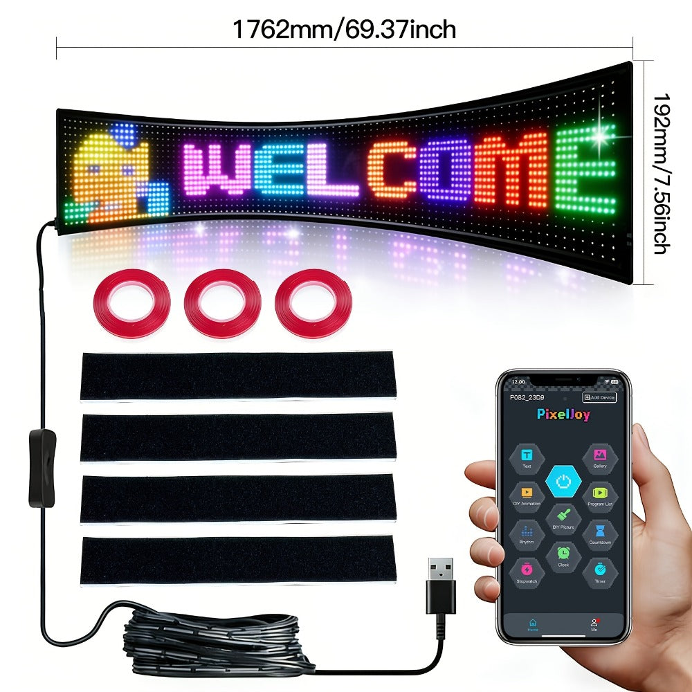 LED Matrix Panel Flexible Programmable Display – Bluetooth APP Control, USB Powered DIY LED Sign Board